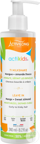 Activilong Actikids Ti Milkshake Leave-In Mangue Amande Douce Cheveux Bouclés À Crépus Flacon 250ml
