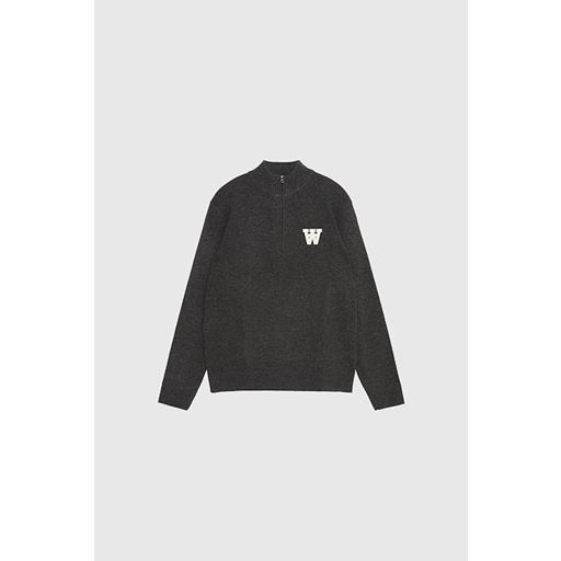 Wood Wood Blu AA Halfzip Striktrøje, Charcoal, XXL