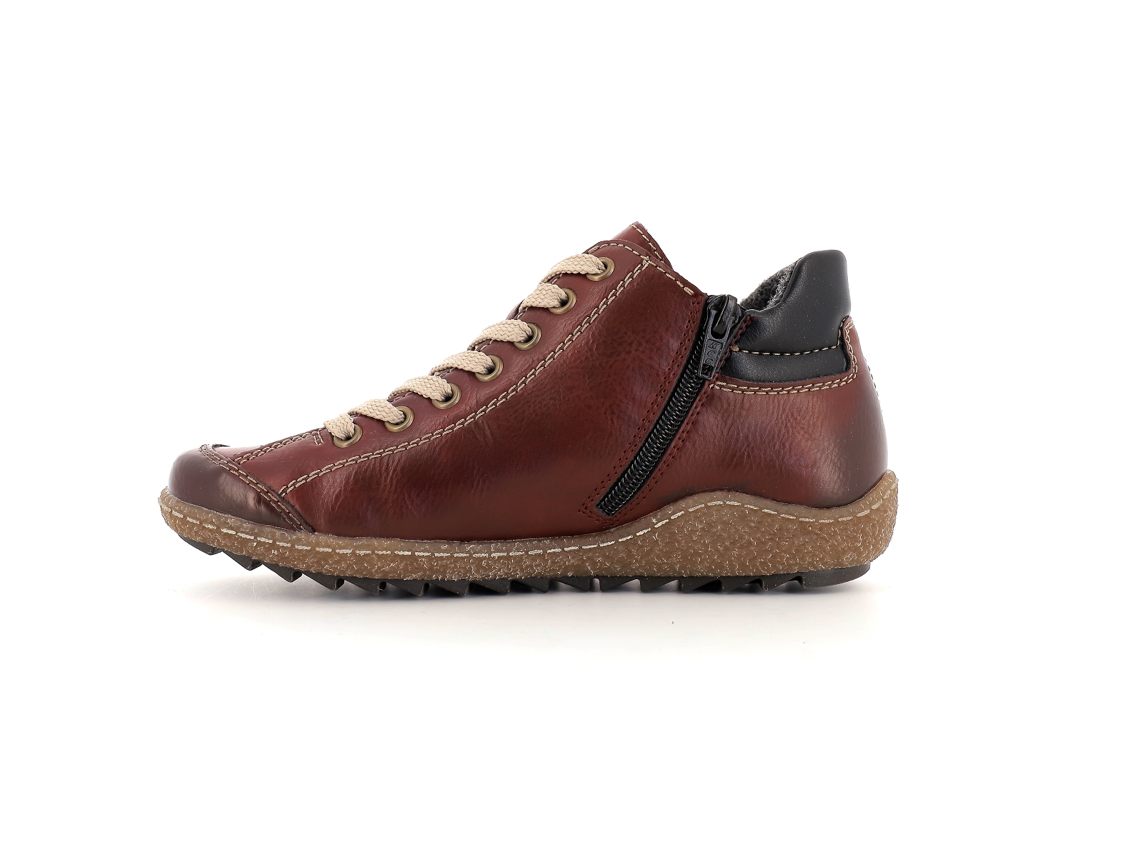 Rieker-L7516 Cuir Bordeaux Noir