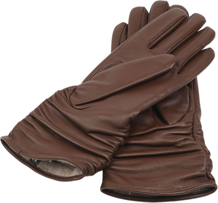 Lovelies ASTI - FEMININE LEATHER GLOVES WITH CASHMERE LINING Dark brown