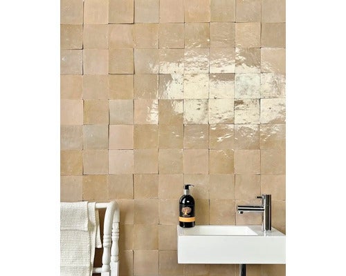 Handgemaakte wandtegel Zellige Alhambra 08 Cafe au Lait 10x10cm glanzend