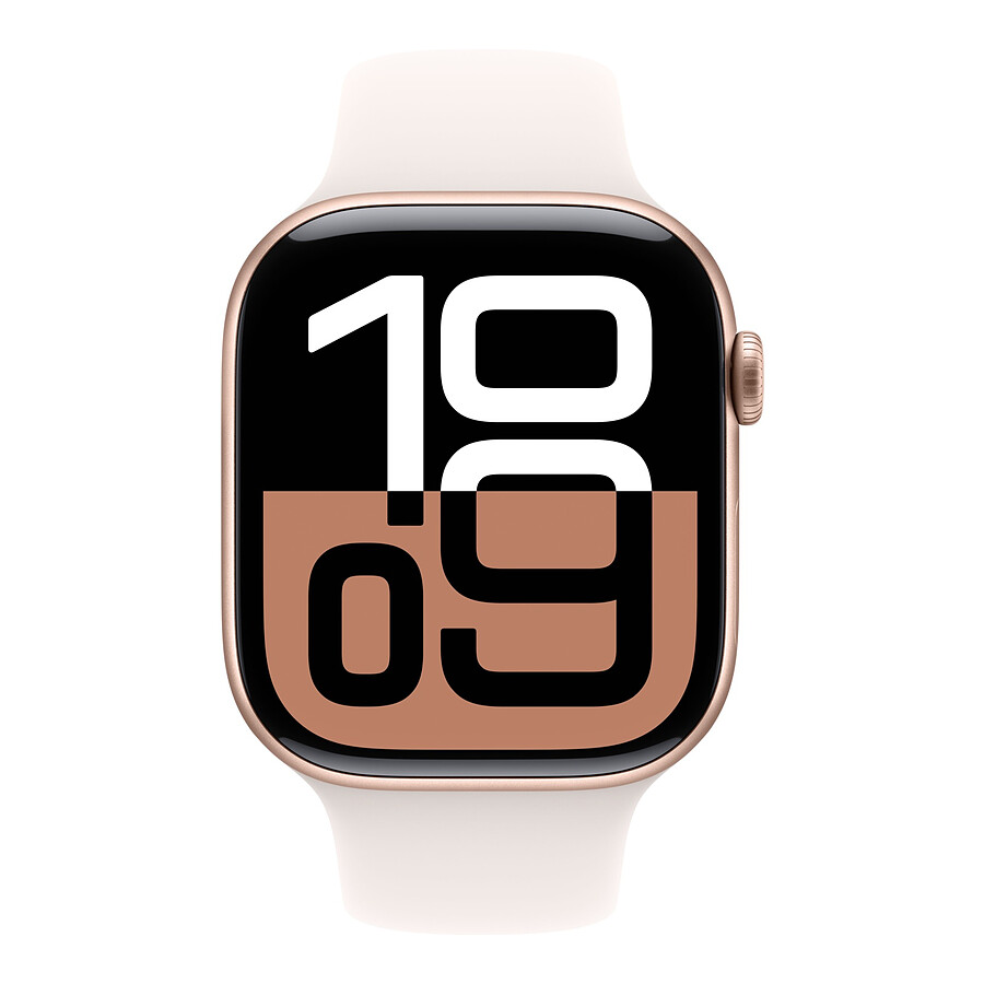 Apple Watch Series 10 GPS - Aluminium Rose Or - Bracelet Sport Rose Tendre - 46 mm - Taille S/M