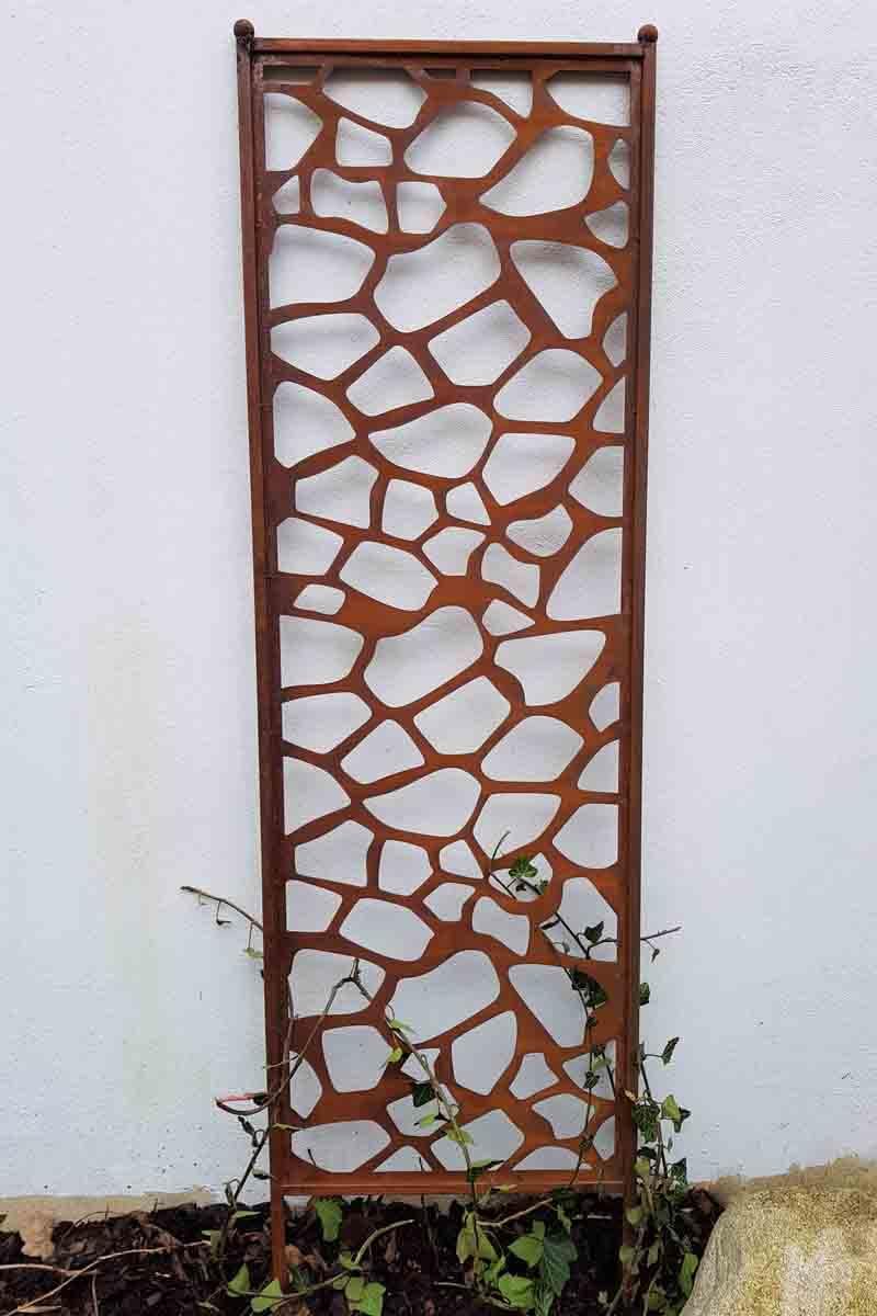 KUHEIGA Edelrost Stele Blume, H: 173cm, Deko-Stele Garten, Sichtschutz Edelrost