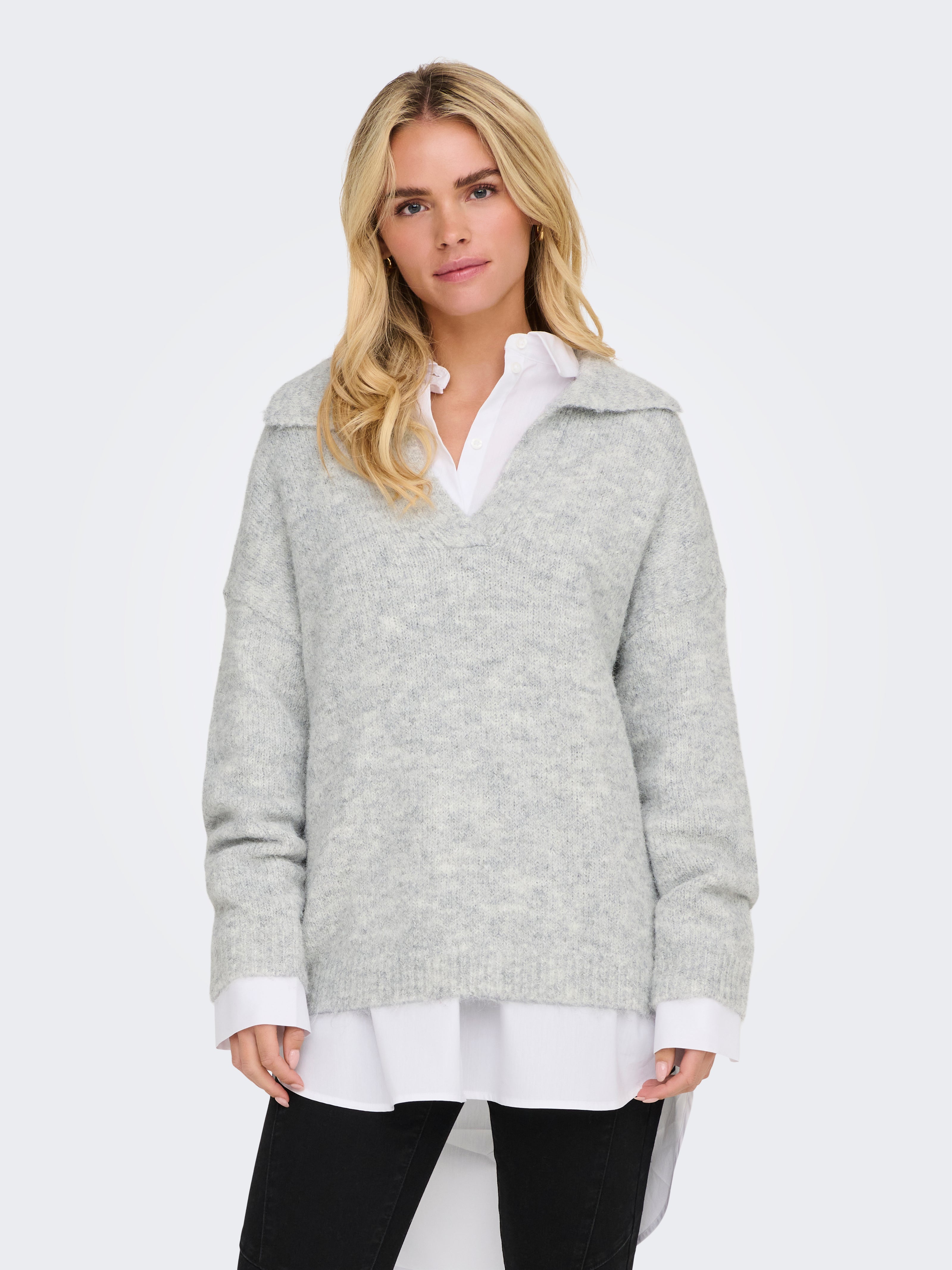 ONLMAGGIE Strickpullover Light Grey Melange