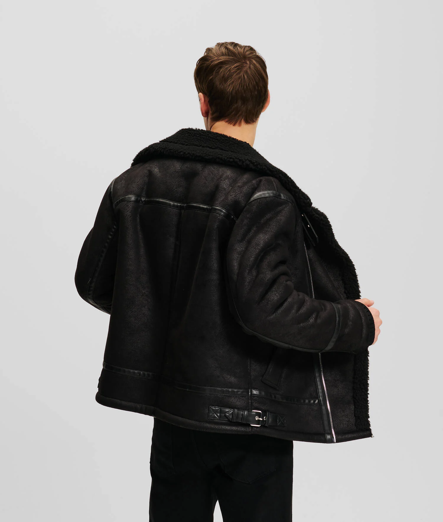 VESTE DE MOTARD IMITATION DAIM
