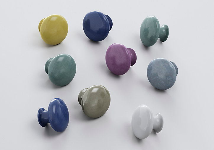 Bouton de meuble arrondi GoodHome Porcelaine Vras Ø3.2cm x p.2.5cm