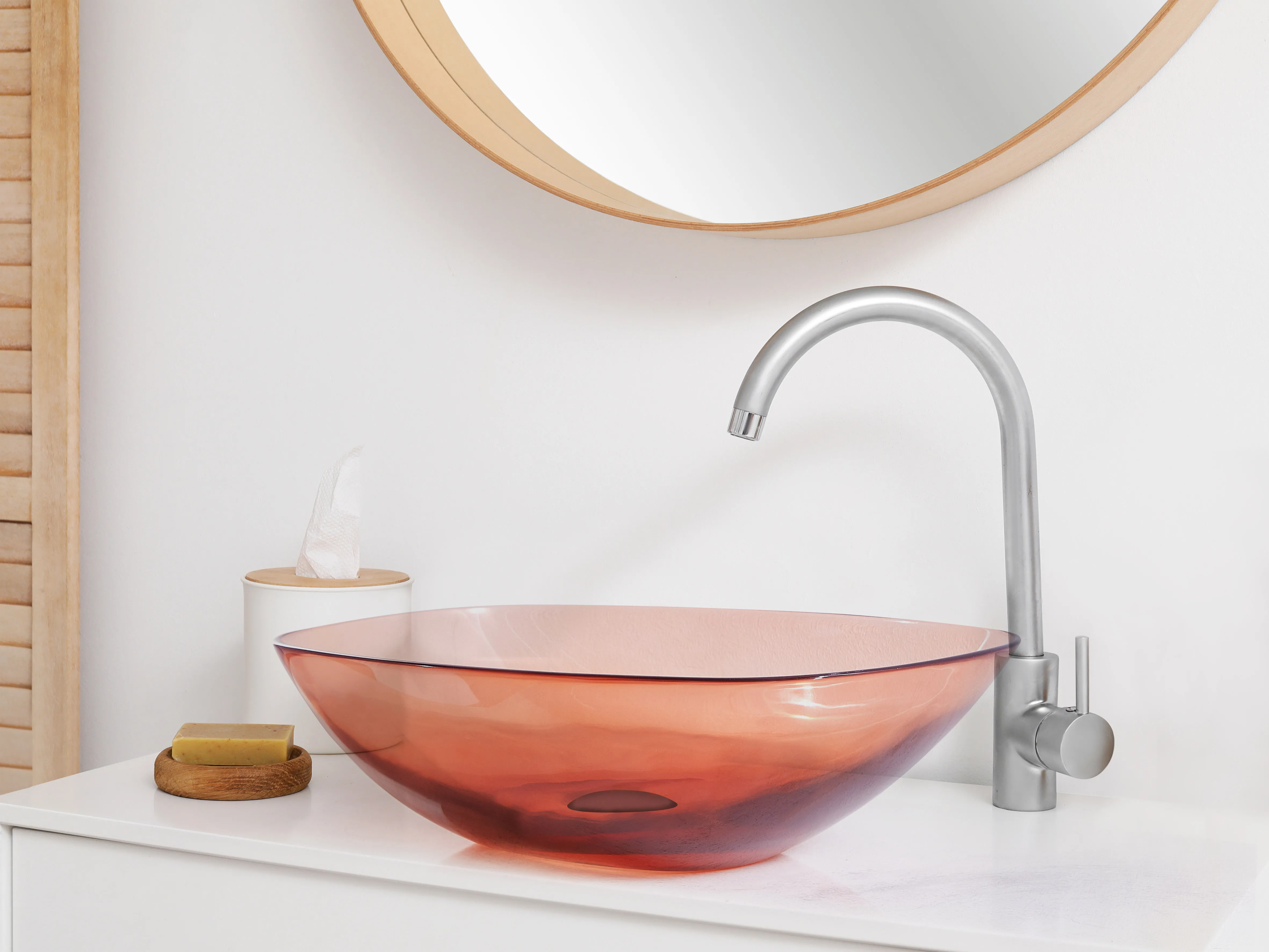 Wastafel voor aanrechtblad MOENGO 54 x 36 cm Solid surface Lichtrood