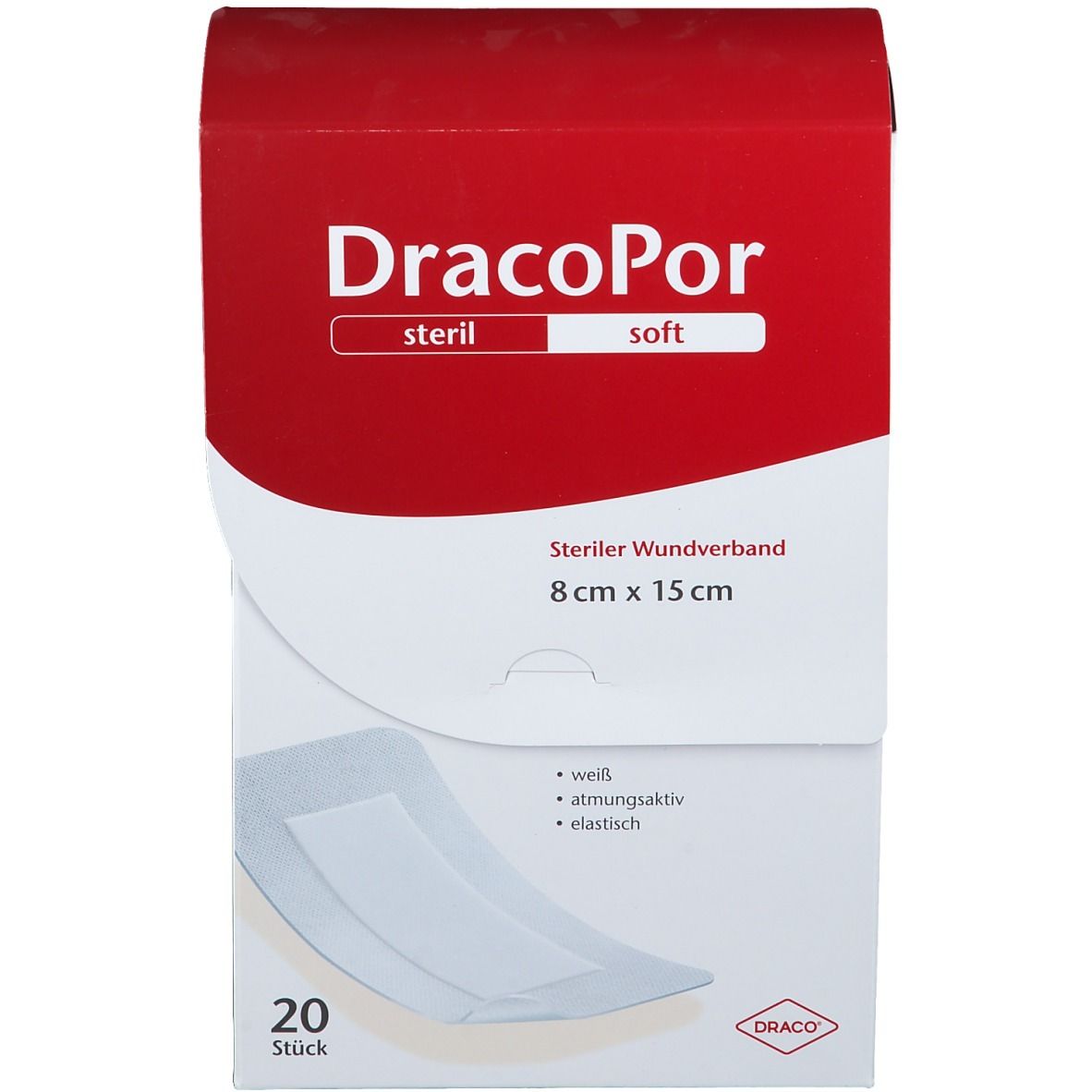 DracoPor Wundverband Soft weiß steril 8 x 15 cm