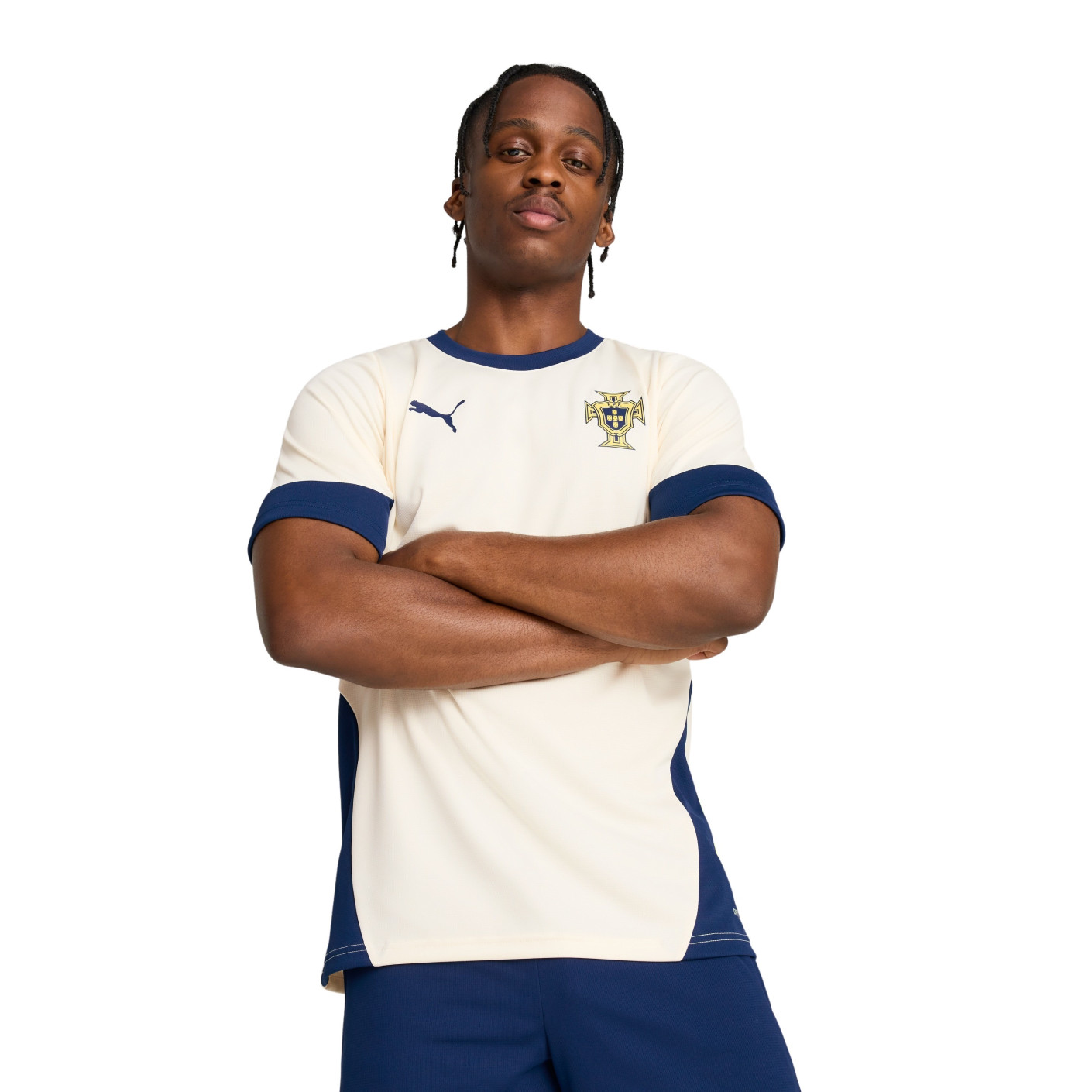 PUMA Portugal Trainingsset 2025-2026 Gebroken Wit Donkerblauw Geel