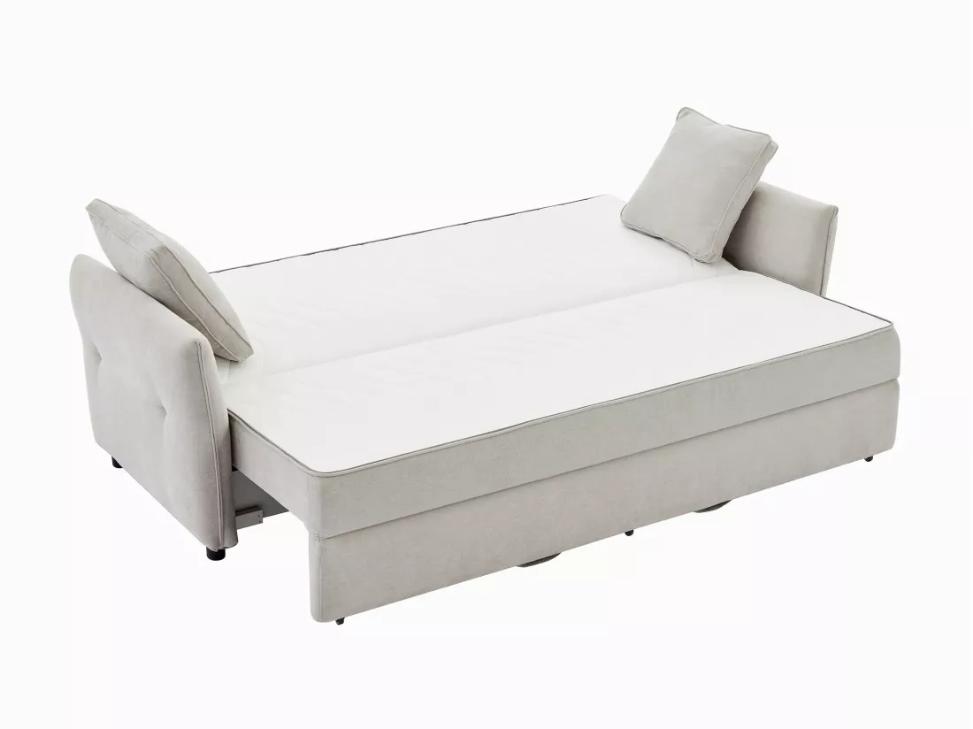Canapé 3 places convertible en tissu beige avec assise à mémoire de forme SITALA