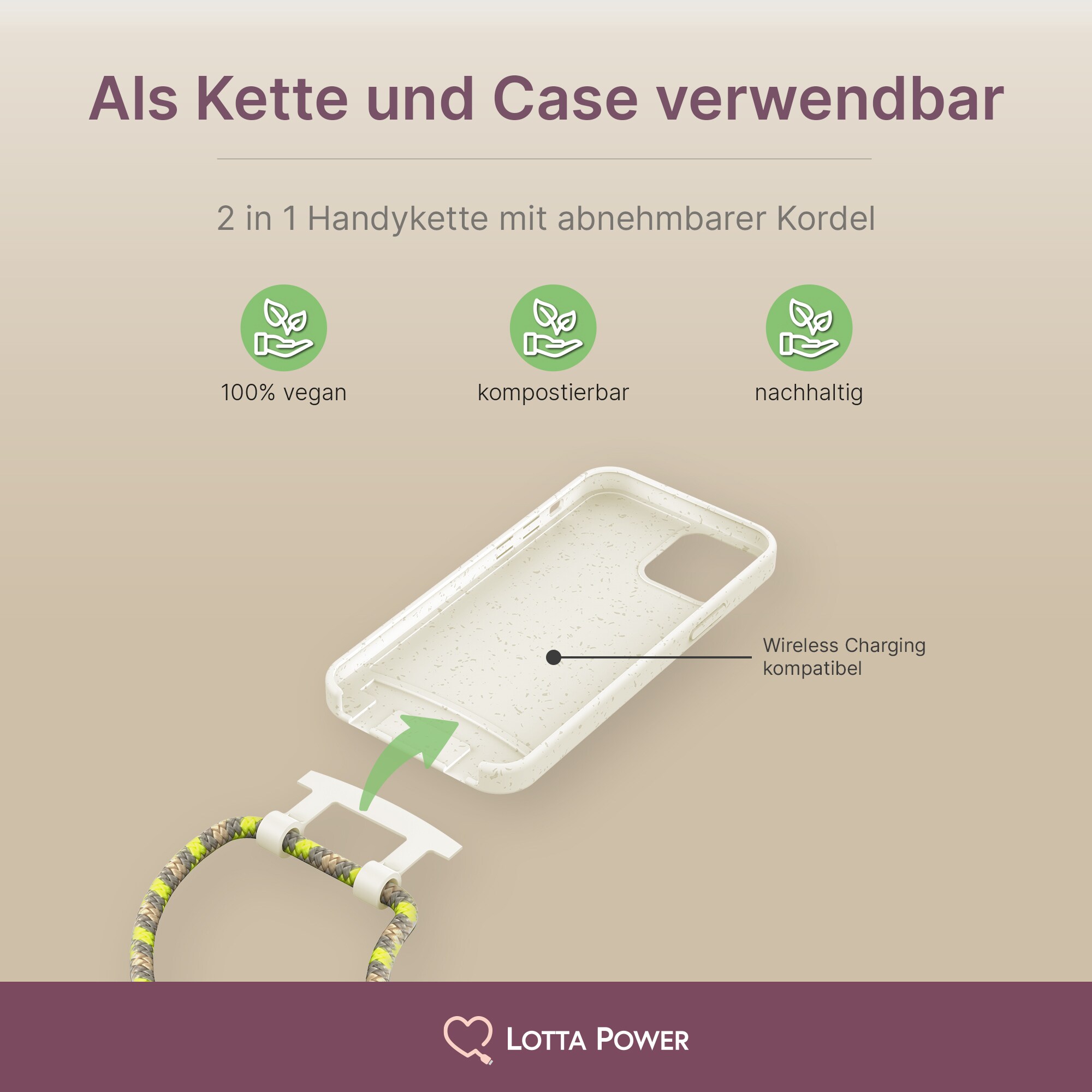 Lotta Power DIVERS SoftCase Bio Handy-Kette iPhone 12/12 Pro Beige/Sandstone