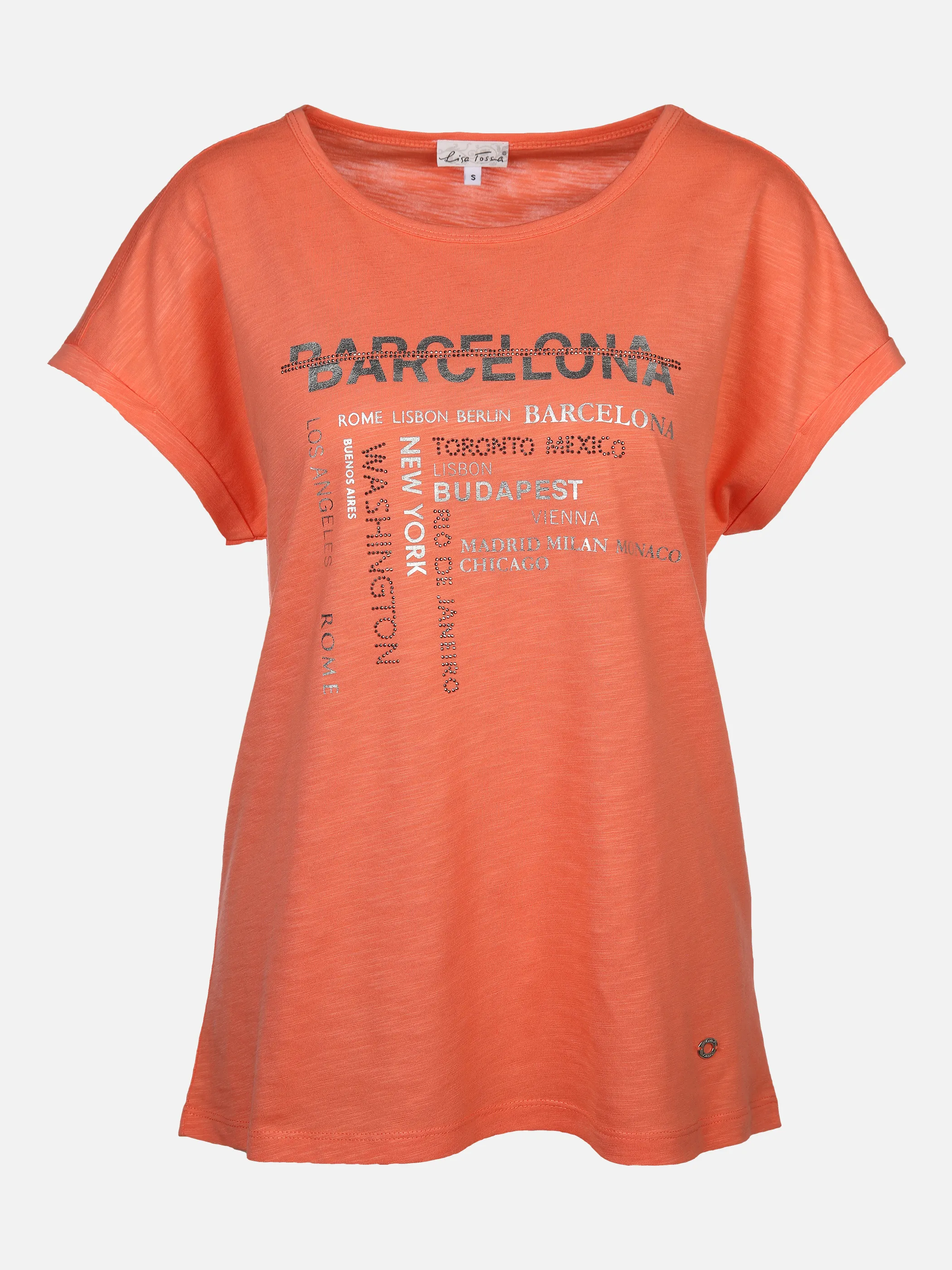 Damen Shirt mit Frontprint und Glitzersteinchen