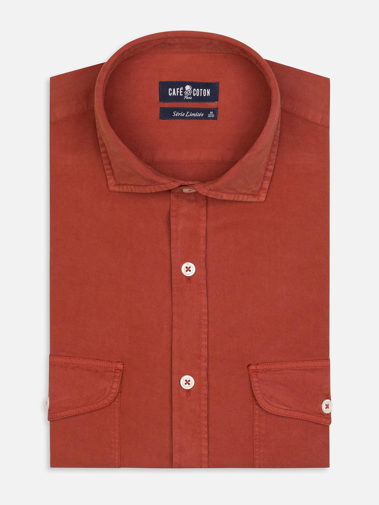 Chemise Scali en gabardine terracotta - Série limitée