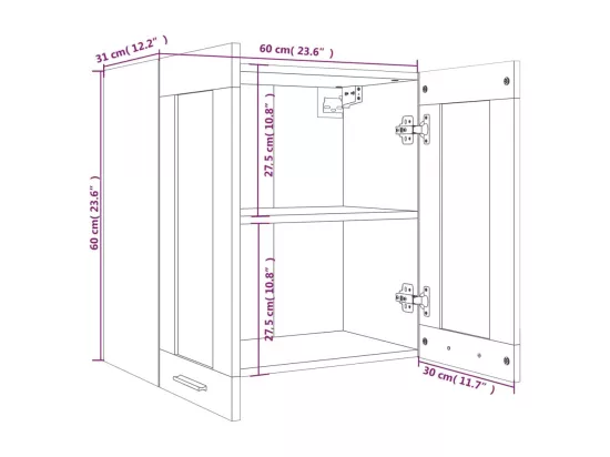 Armoire en verre suspendue Chêne marron Bois d'ingénierie