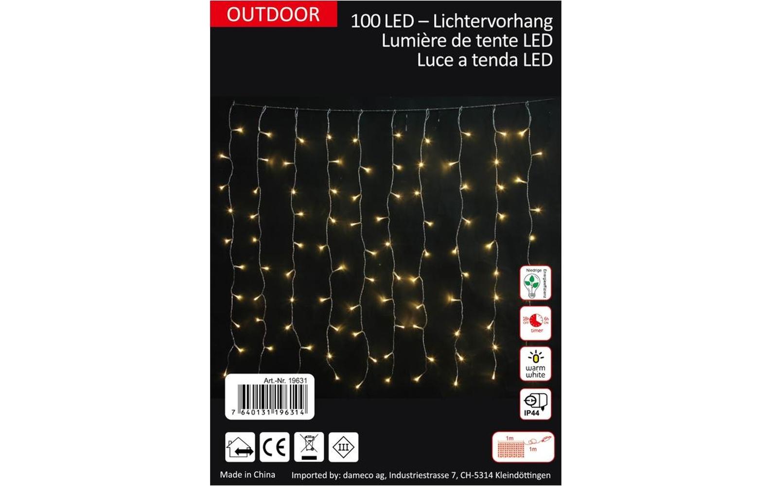 LED-Lichtervorhang mit 10 Strängen 100 LED, 100 cmLichtervorhang für den Aussenbereich