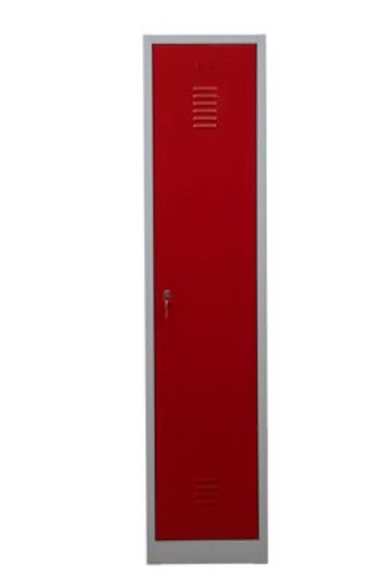 PROREGAL Garderobekast Camel 1 Compartiment HxBxD 180 x 41 x 50 cm Cilinderslot Grijs-Rood