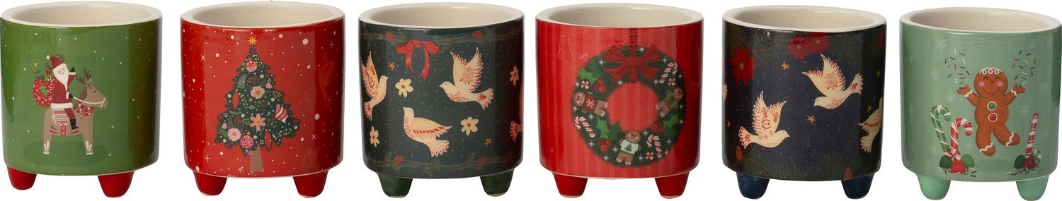 Intratuin bloempot op poten Yule groen D 7,3 H 7,7 cm