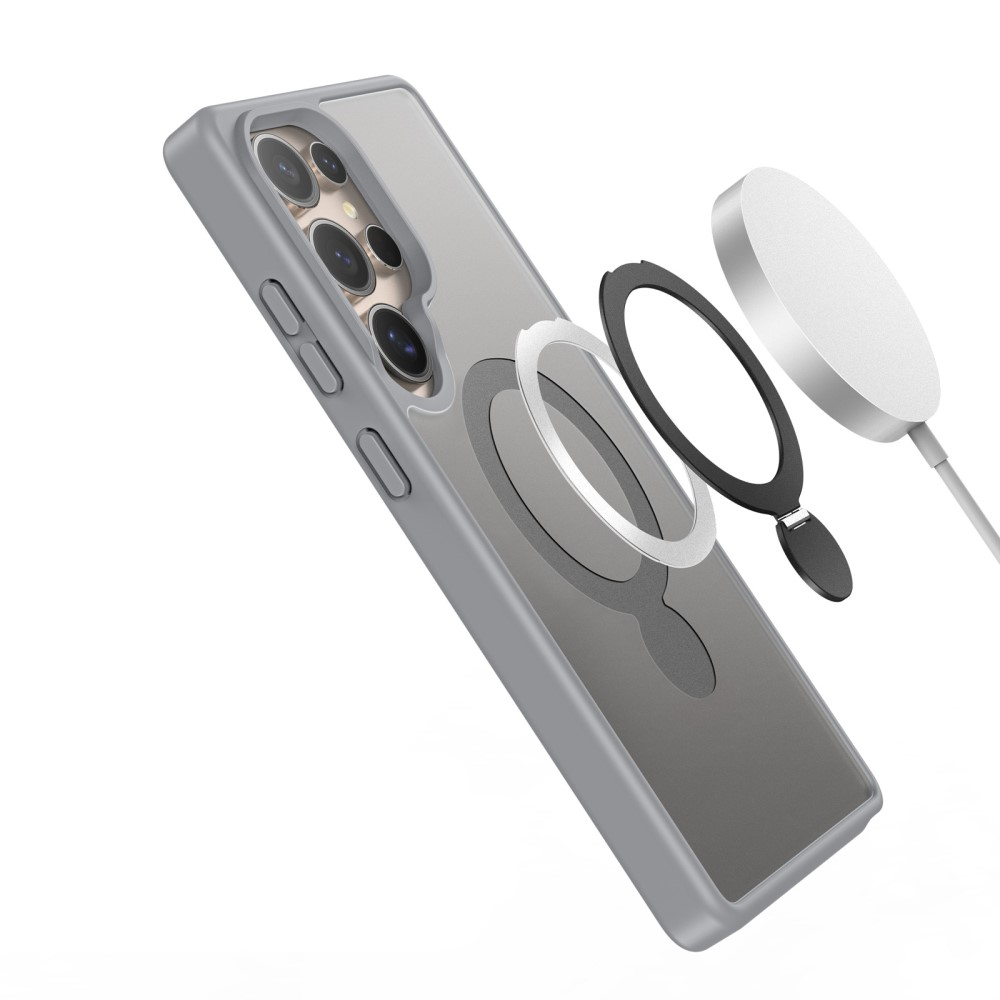 Samsung Galaxy S25 Ultra Hybrid Hardcase Hülle   TPU Bumper   Kickstand Aufsteller MagSafe-Modul - Grau