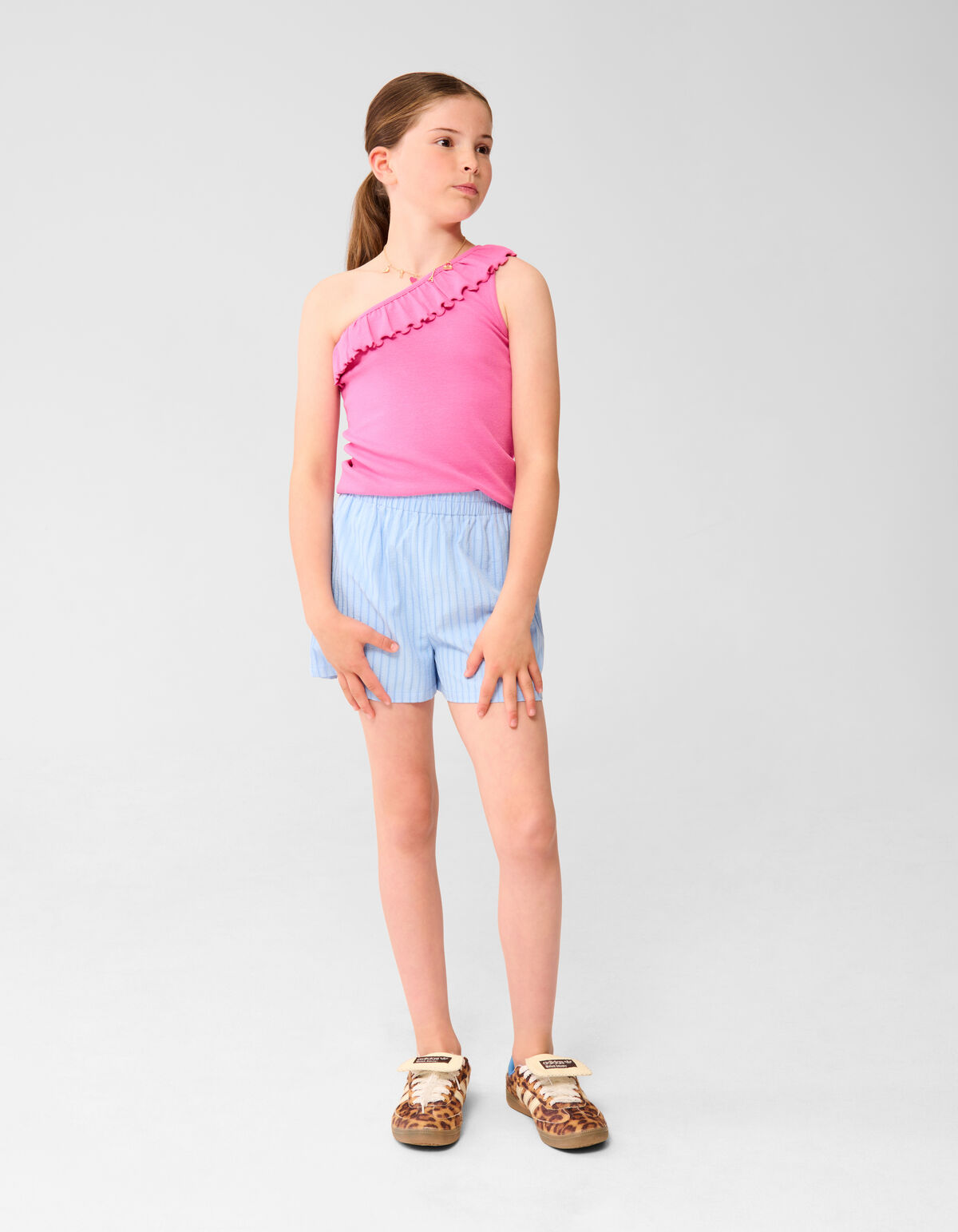 One Shoulder Rib Top Roze