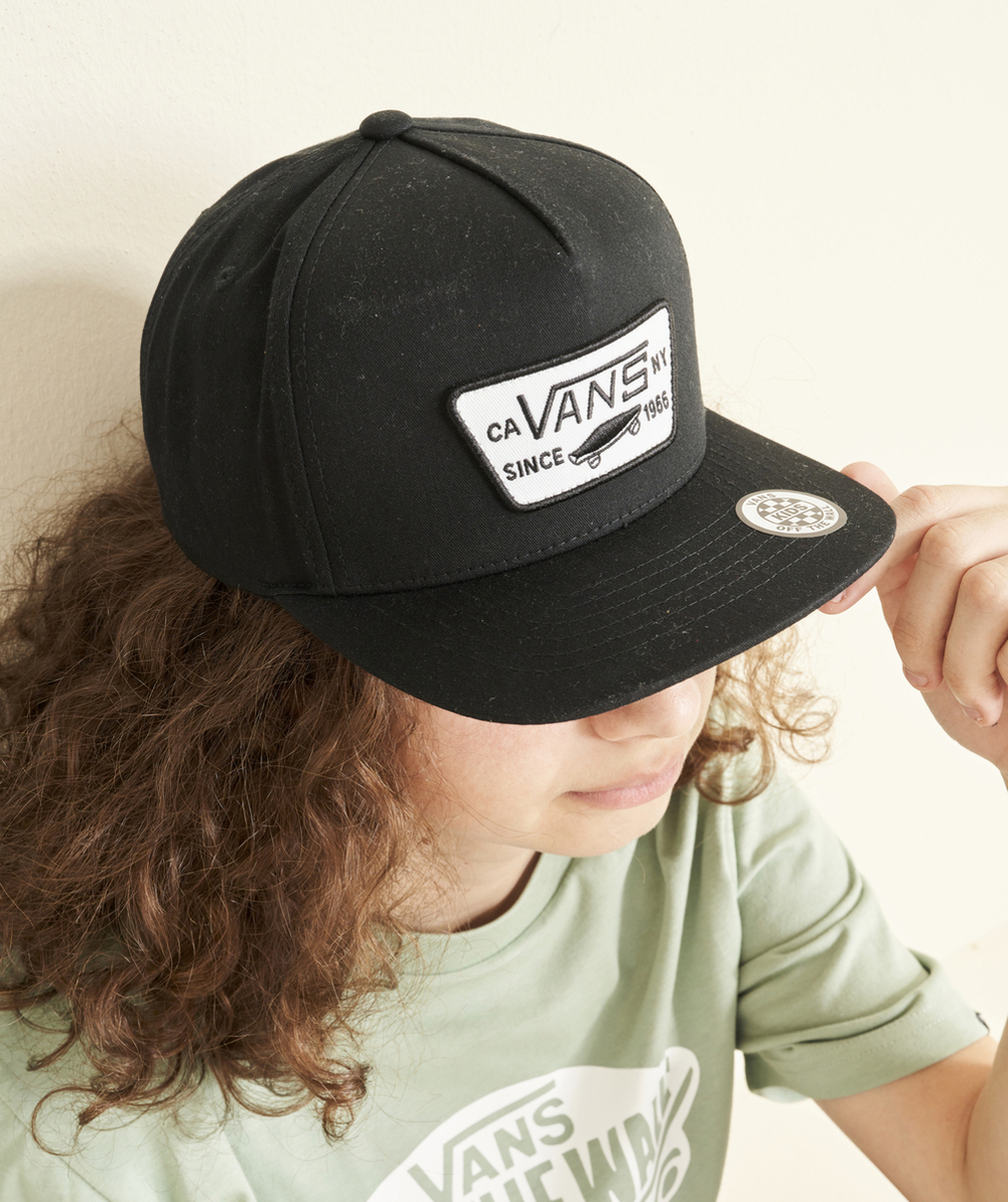 VANSCASQUETTE FULL PATCH SNAPBACK NOIRE AVEC PATCH BRODÉ BLANC