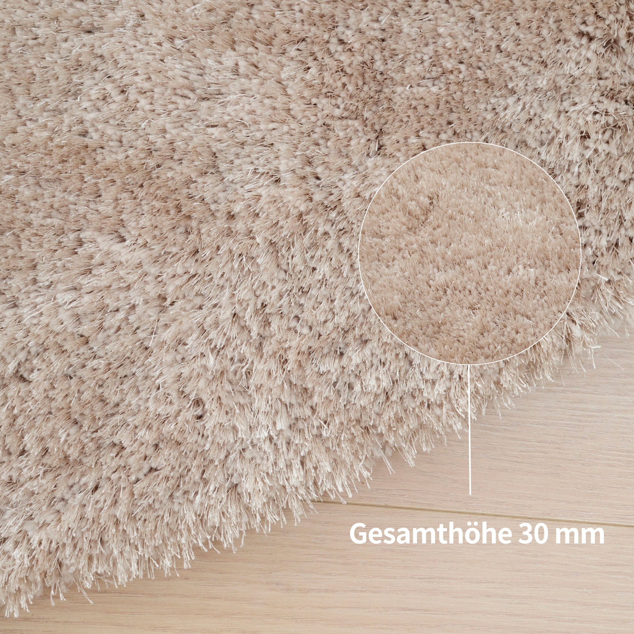 Bruno Banani Hochflor-Teppich »Dana Bean shape, besondere Form, weich, Mikrofaser Teppiche« U-förmig 30 mm Höhe organische Form, uni, Wohnzimmer, Schlafzimmer, Esszimmer
