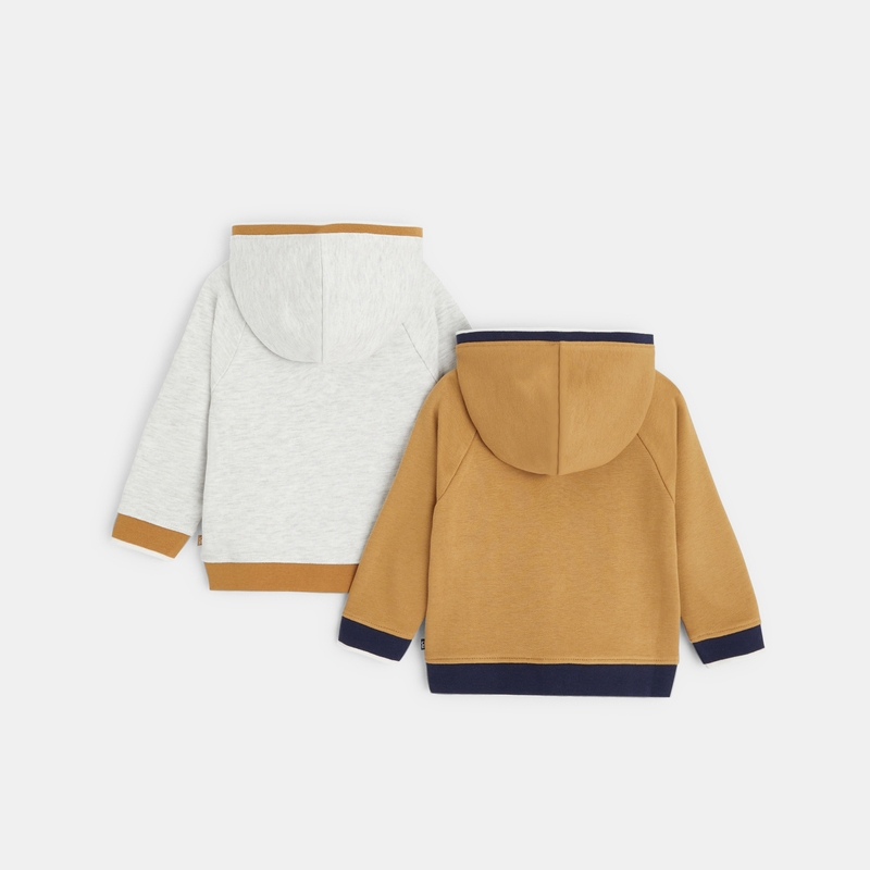 Sweat zippé à capuche (lot de 2) marron bébé garçon