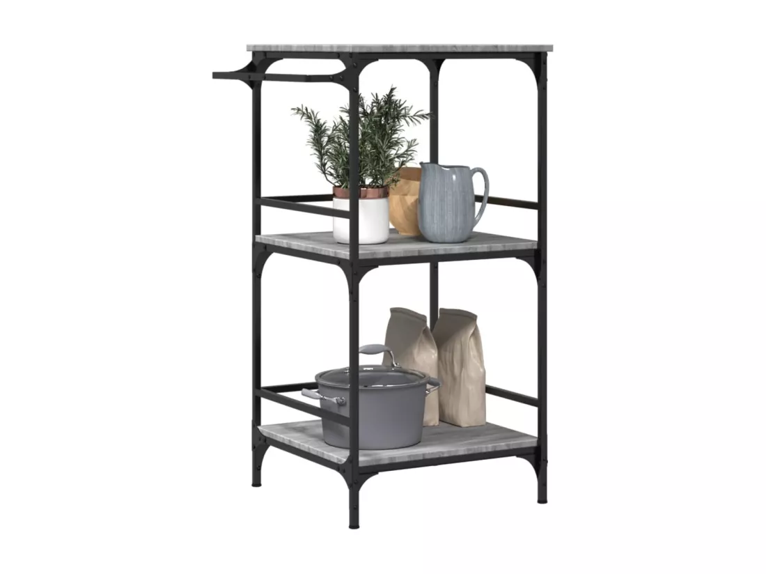 Chariot de cuisine sonoma gris 60,5x50x105 cm bois d'ingénierie