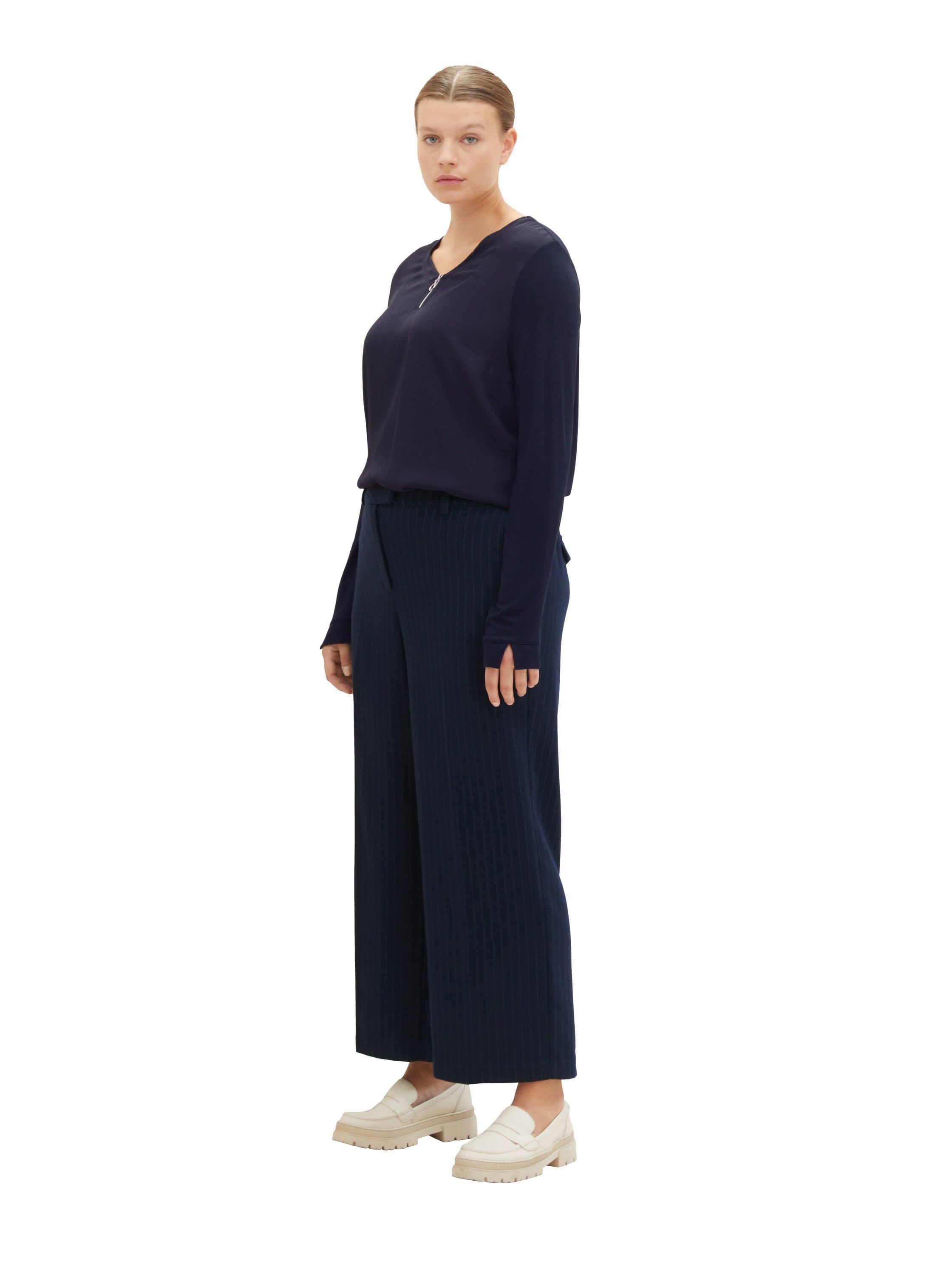 Langarmshirt mit Zipper am V-Ausschnitt