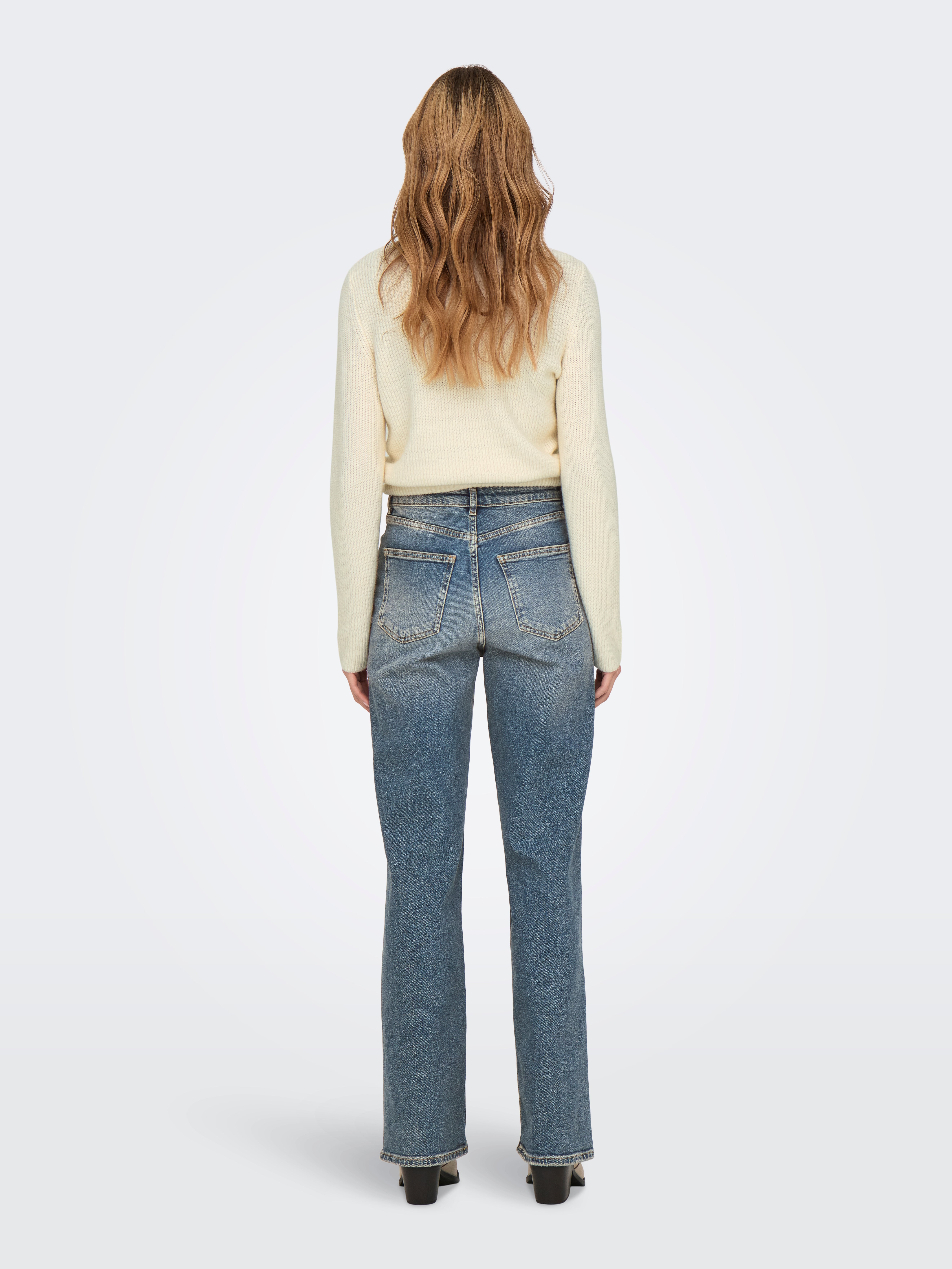 ONLJUICY Hohe Taille Weiter Beinschnitt Jeans Medium Blue Denim