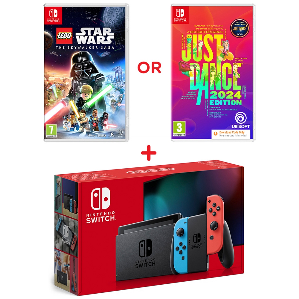 Nintendo Switch Neon-Konsole & ausgewähltes Spiel