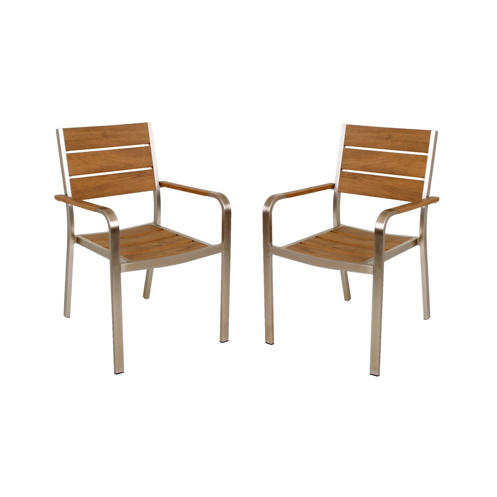 2er-Set Stapelstuhl FLORENCE - champagner - Teak