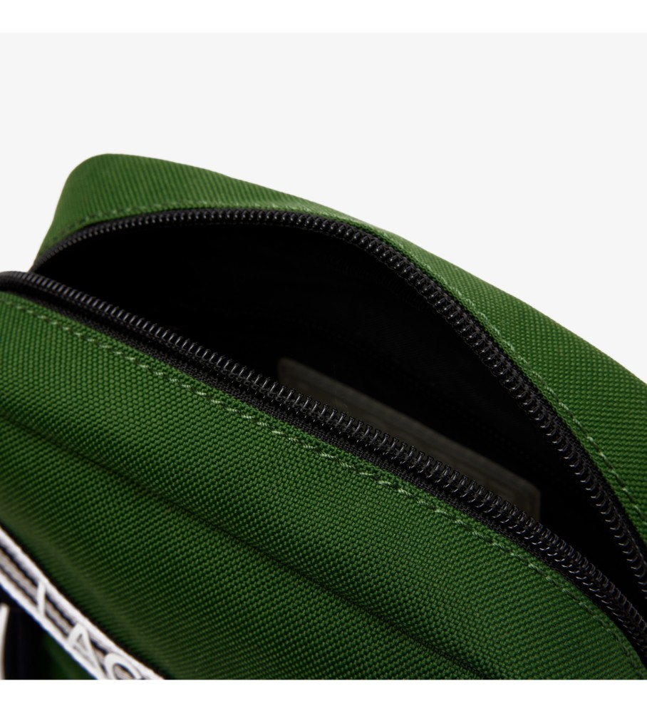 Bolsa de ombro vertical para câmera Lacoste, preta.