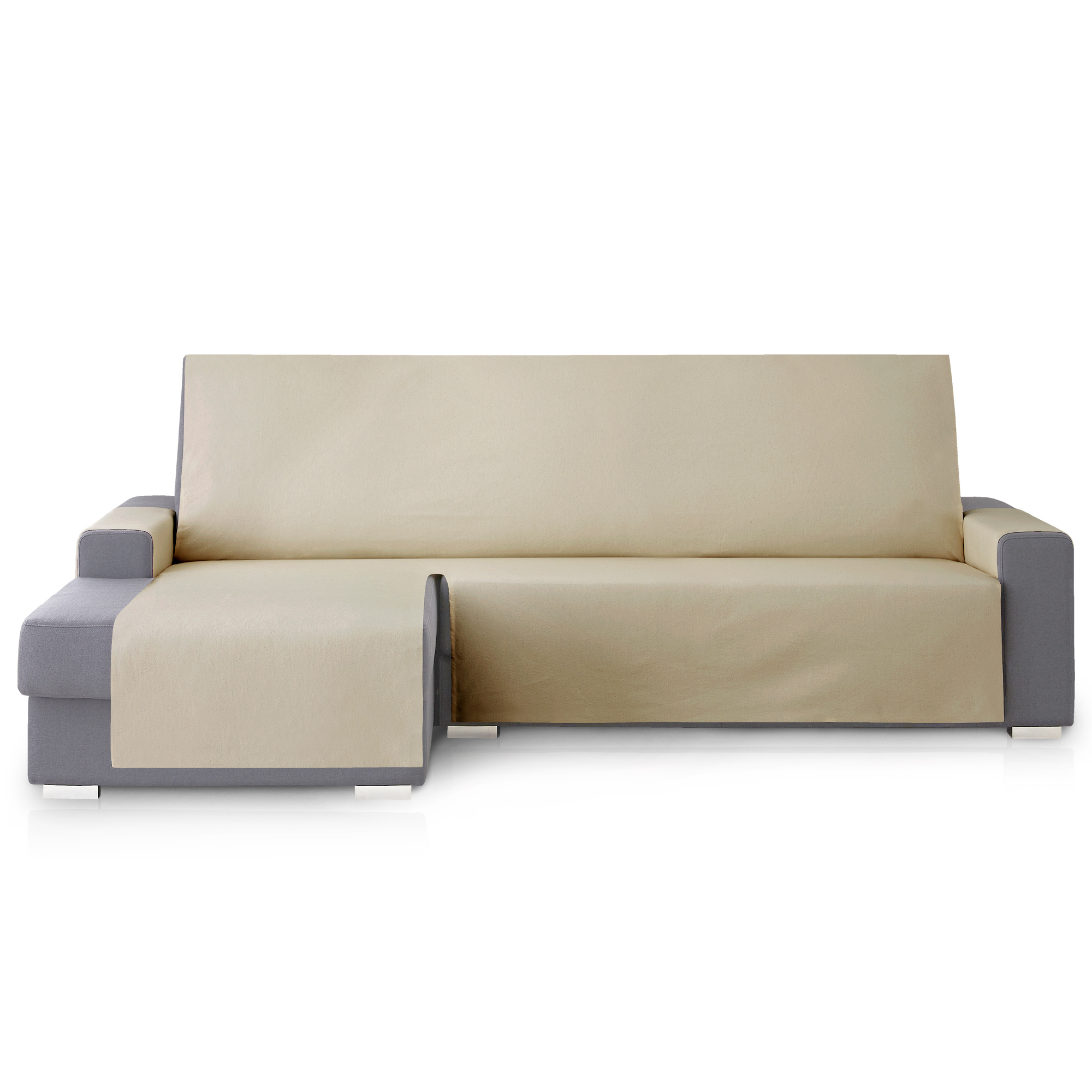 Capa protetora para sofá chaise longue esquerdo Extra Royale 290 cm. Cor linho.