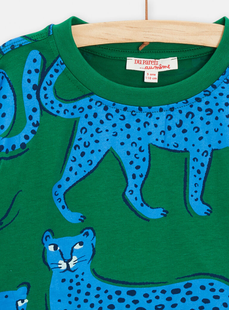 T-shirt vert animation guépard pour garçon