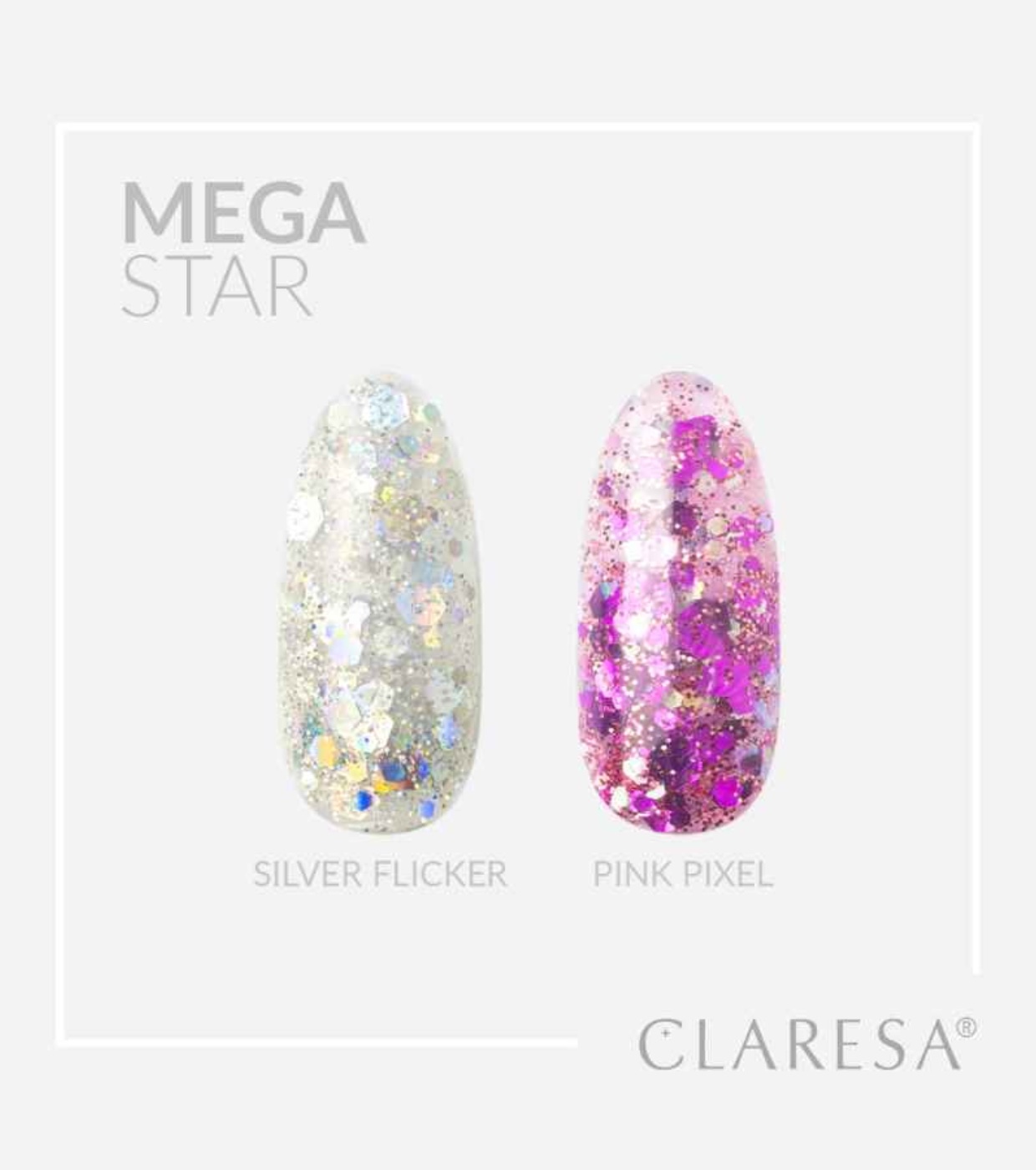 Claresa - Gel decorativo para unhas Megastar - Silver Flicker
