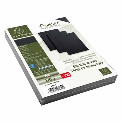 Exacompta - 100 couvertures à reliure A4 (21 x 29,7 cm) - 270 g/m² - noir
