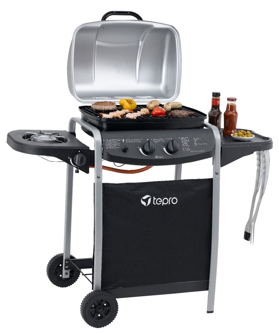 TEPRO Gasgrillwagen FREMONT - schwarz-silber - 3157