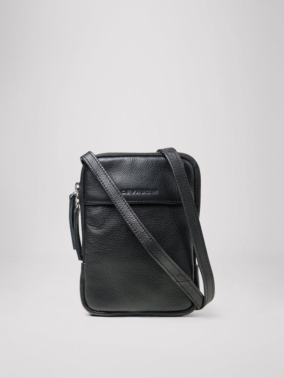 Petit sac bandoulière en cuir uni