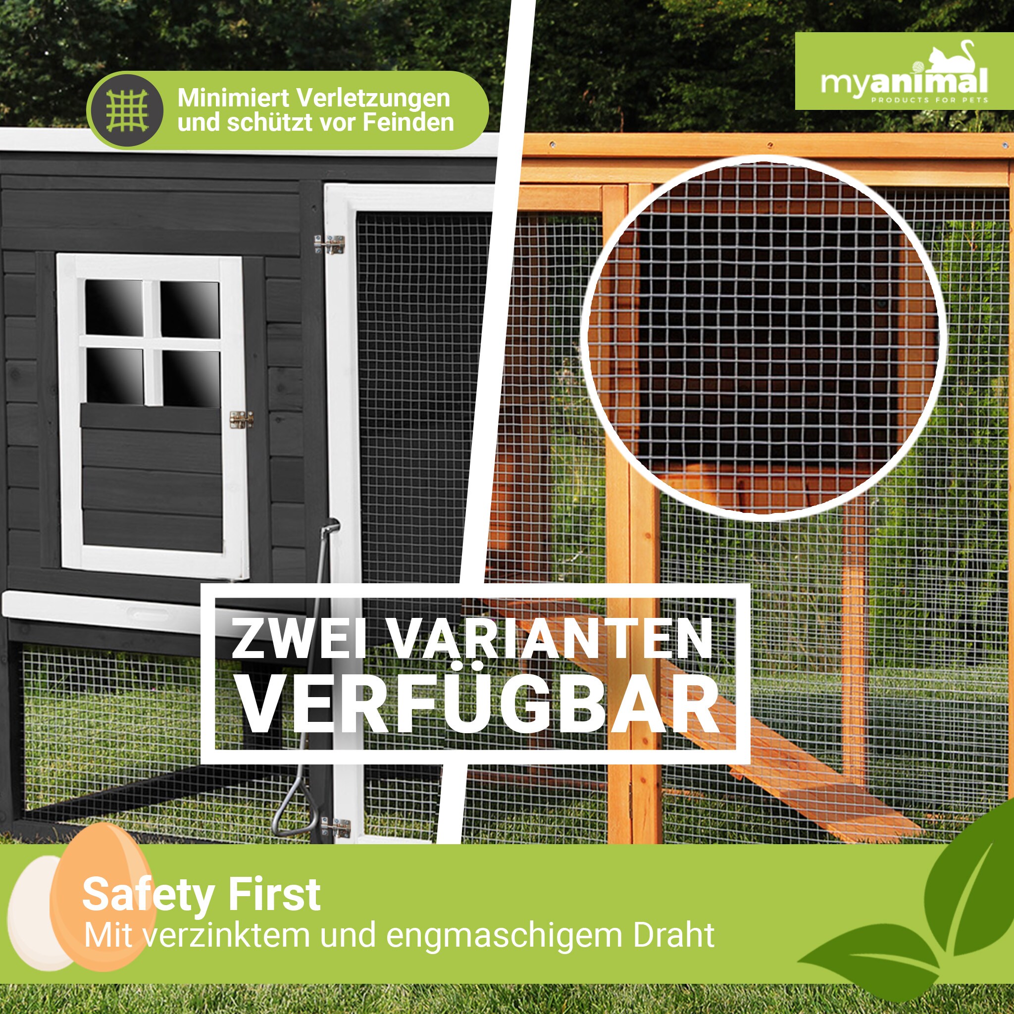 MyAnimal Hühnerstall für 4 Hühner MH-04 mit Eiablage, wasserabweisendes Dach, schutzimprägniert (Grau)