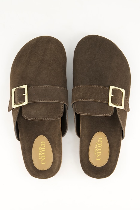 Leder-Mules, echtes Veloursleder, anatomisches Fußbett, Weite H