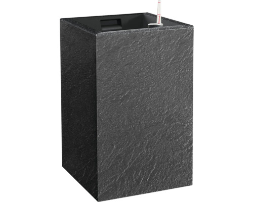 Cubico Stone plantenbak met plantenbak, kunststof, 27 x 27 x 42 cm, antraciet
