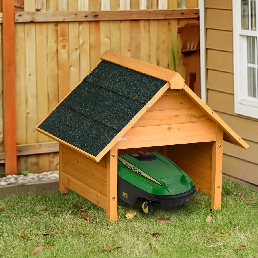 Outsunny Holzgarage für Mähroboter gelb