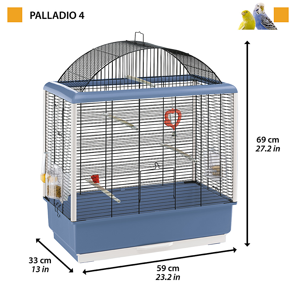 Ferplast cage pour canaris et autres petits oiseaux exotiques palladio 4, design élégant avec toit panoramique, accessoires et