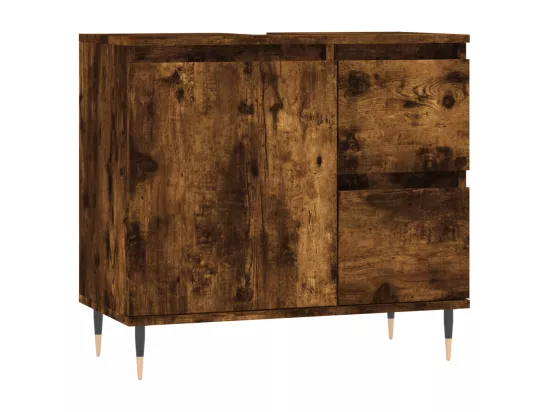 Armoire de bain chêne fumé 65x33x60 cm bois d'ingénierie