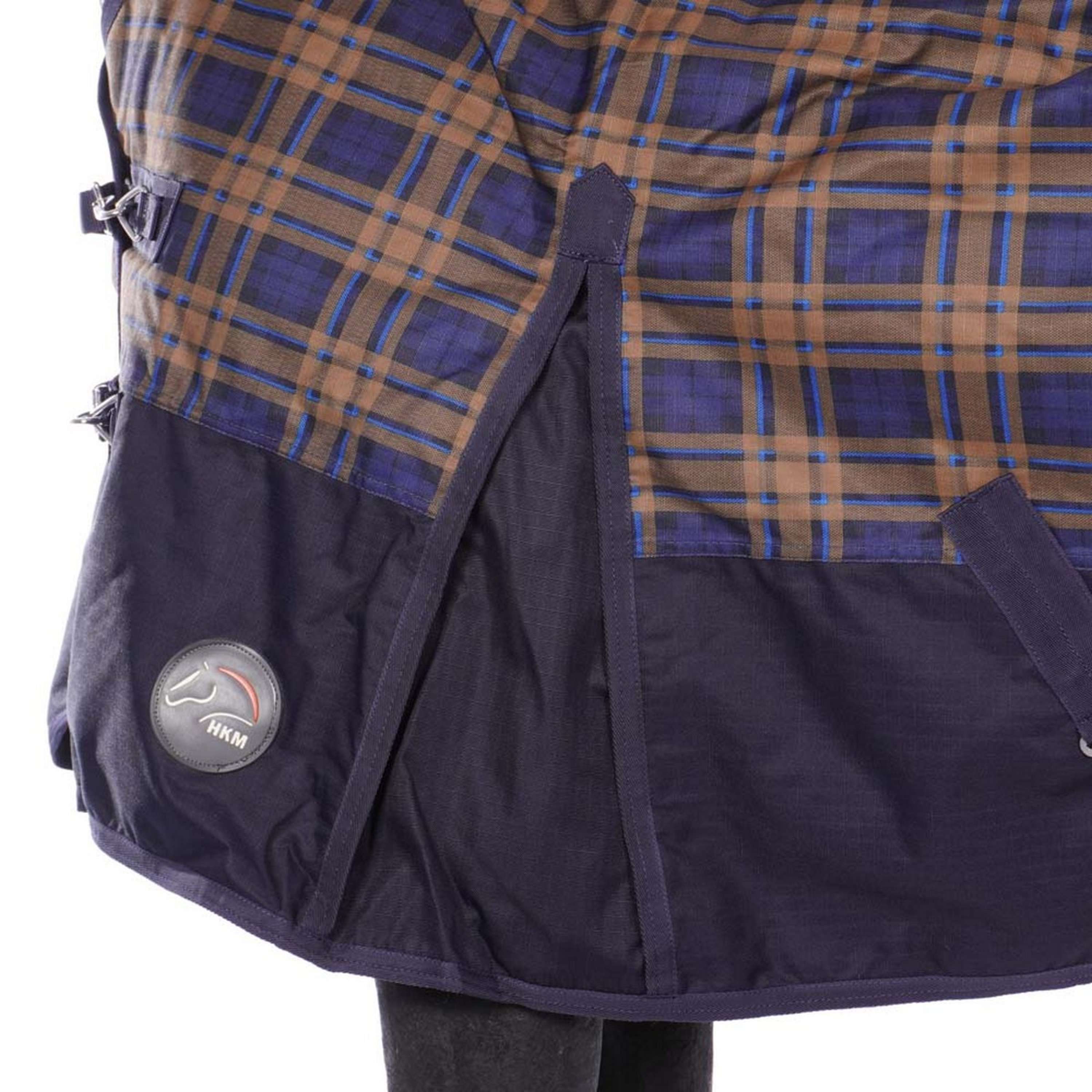 HKM High Neck Deken Providence Karo 1200D 300g Wattenvulling Navy/Brui