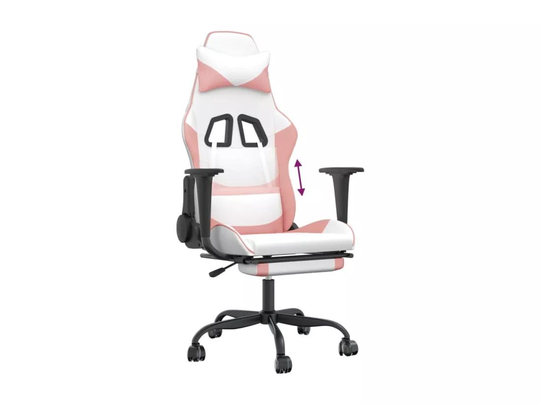Chaise de jeu avec repose-pied Blanc et rose Similicuir