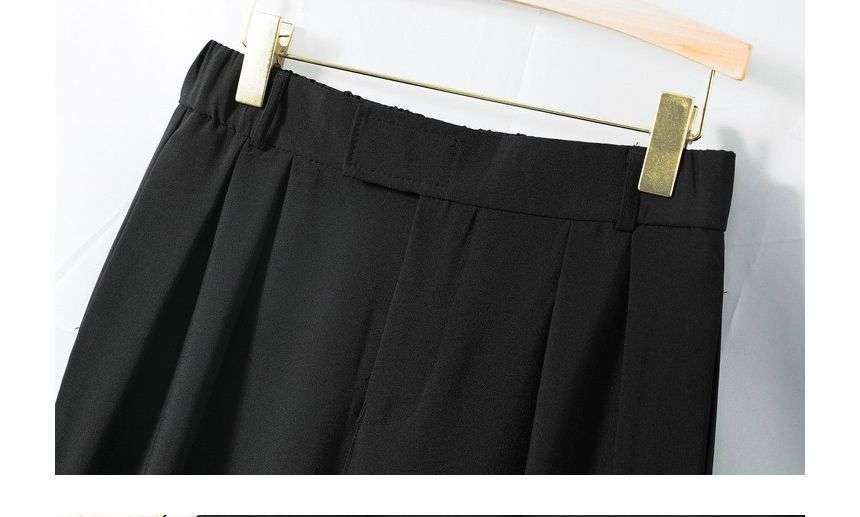 Sinlarity - Mid Rise Plain Cropped Tapered Dress Pants