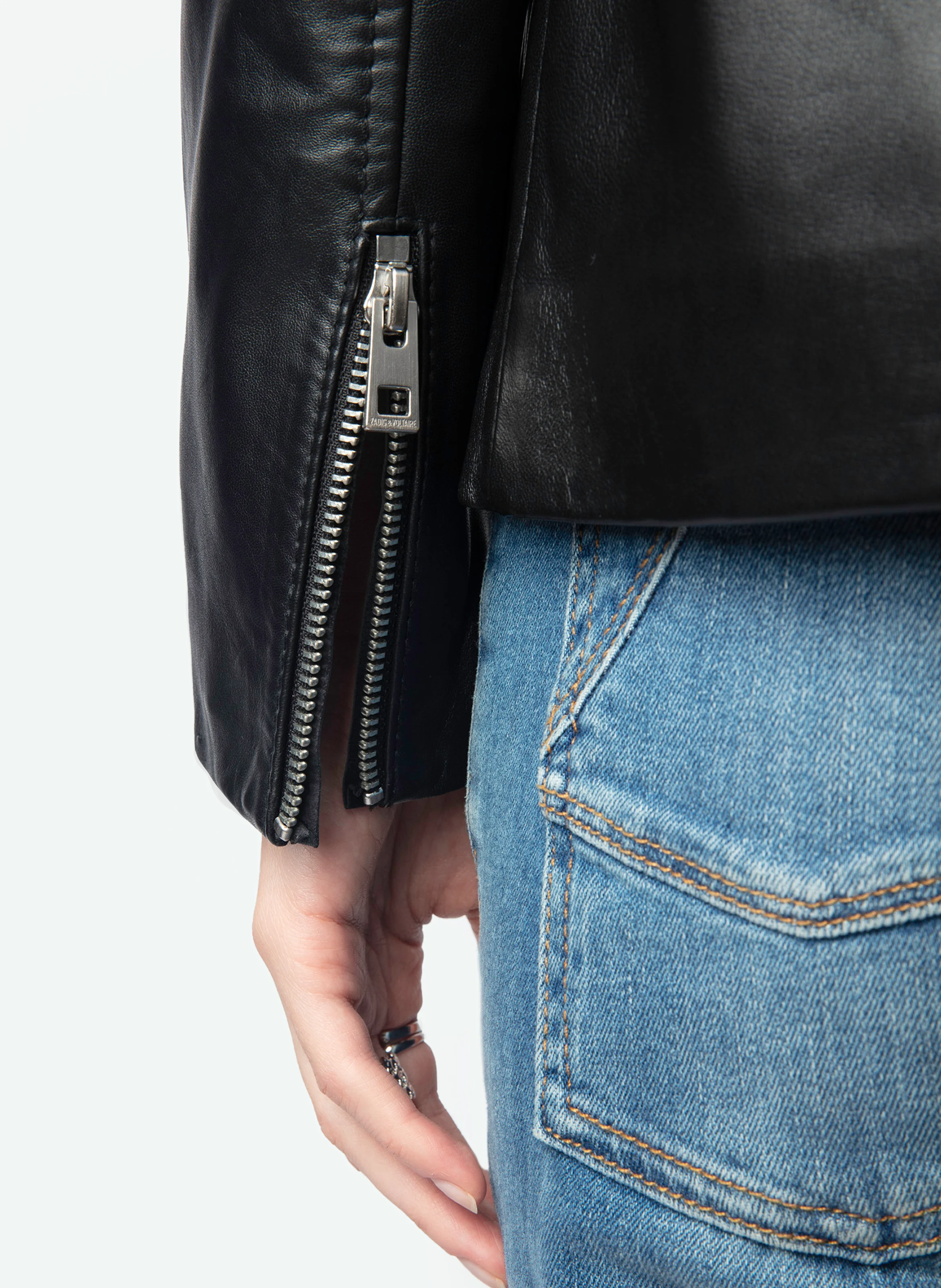 LIENNA - Blouson zippée en cuir | Noir