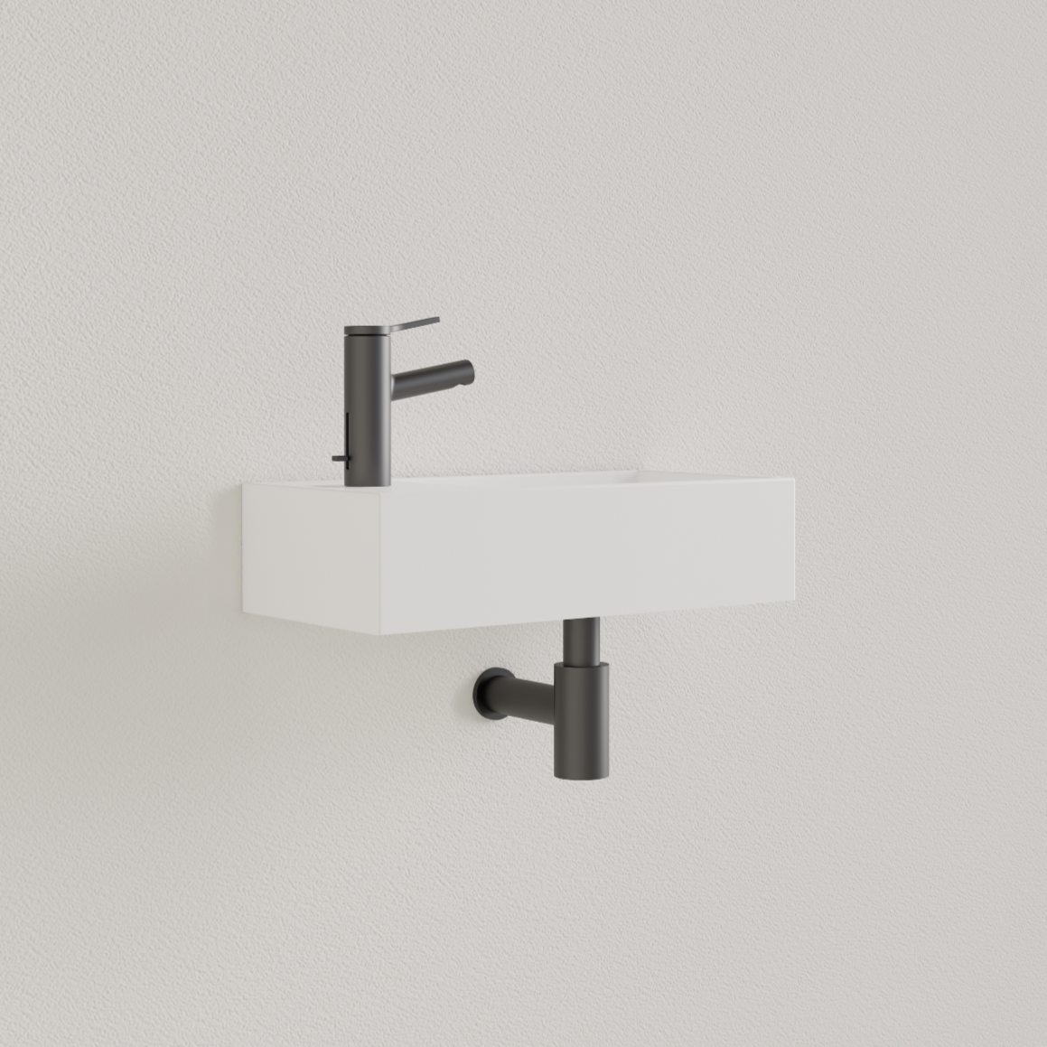 Sanigoods Nano fontein links wit glans met kraangat 36x18cm