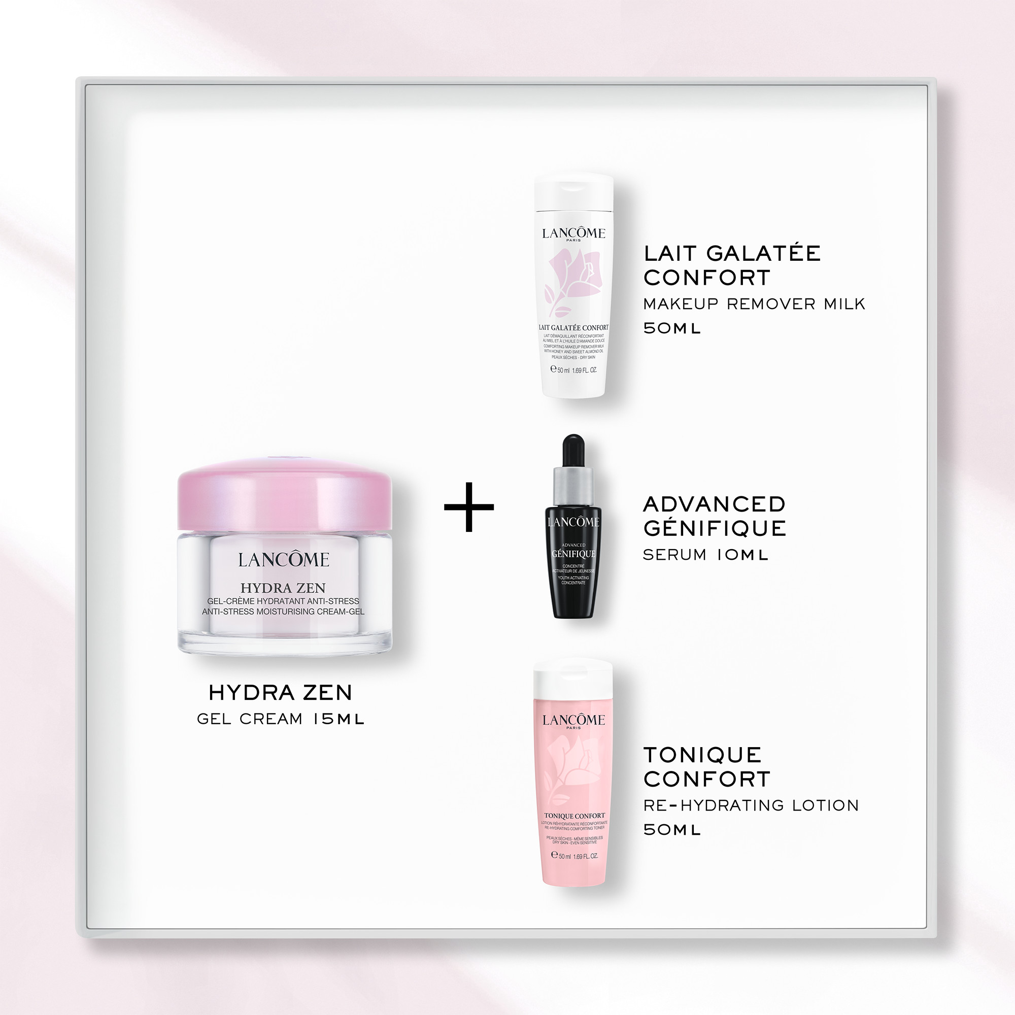 Lancôme Hydra Zen Starter Kit 2023 Gel Cream Genifique Serum Tonique Confort Lait Galatee Confort 1 Stk
